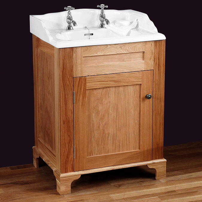 Silverdale Victorian 635mm Wide Vanity Unit - Light Oak Large Image