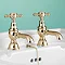 Silverdale Victorian Basin Pillar Taps Gold Large Image