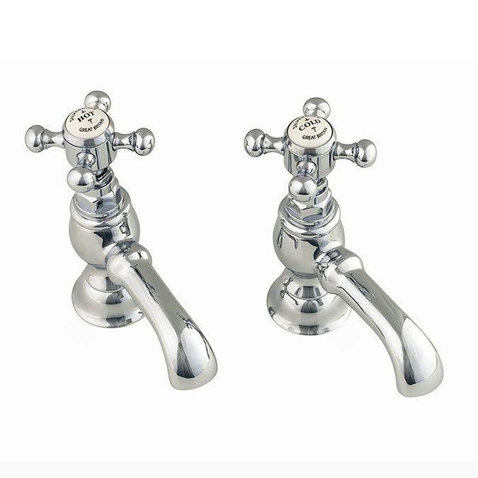 Silverdale Victorian Basin Pillar Taps Chrome Large Image