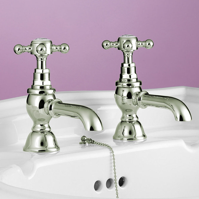 Silverdale Victorian Bath Pillar Taps Chrome Profile Large Image