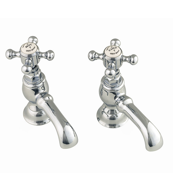 Silverdale Victorian Bath Pillar Taps Chrome Large Image