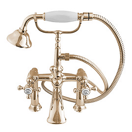 Silverdale Victorian Bath Shower Mixer Taps Gold Large Image