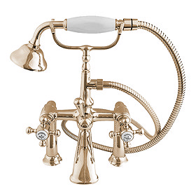 Silverdale Victorian Bath Shower Mixer Taps Gold Large Image