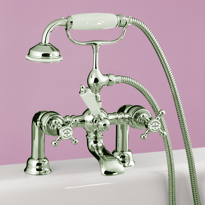Silverdale Victorian Bath Shower Mixer Taps Nickel Large Image