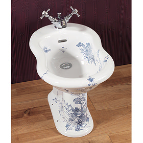 Silverdale Victorian Blue Garden Pattern Floorstanding Bidet - 1 Tap Hole Large Image