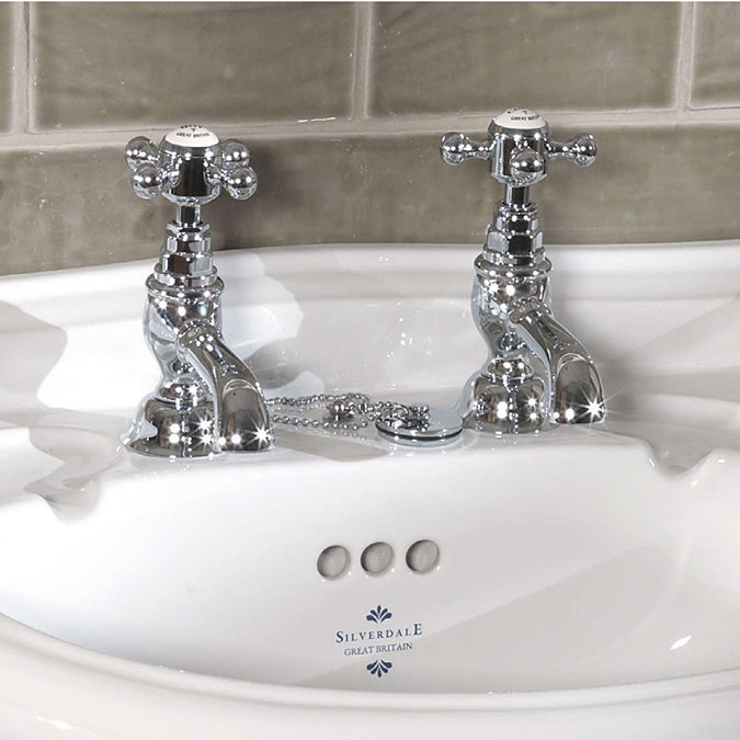 Silverdale Victorian Cloakroom Basin Pillar Taps Chrome  Feature Large Image