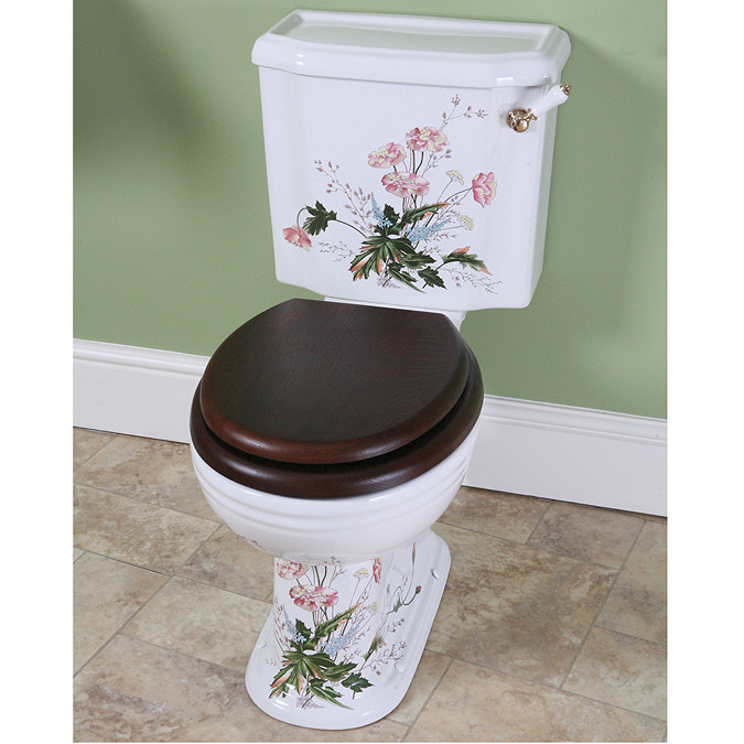 Silverdale Victorian Garden Pattern Close Coupled Toilet - Excludes Seat Large Image