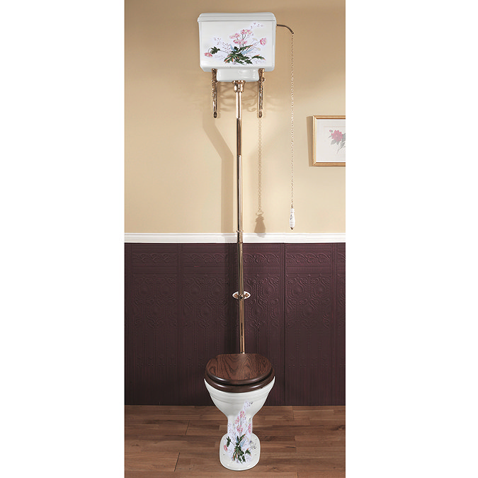 Silverdale Victorian Garden Pattern High Level Toilet - Excludes Seat Large Image