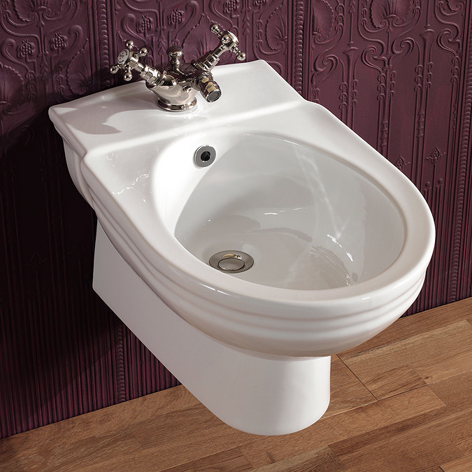 Silverdale Victorian Wall Hung Bidet - 1 Tap Hole Large Image