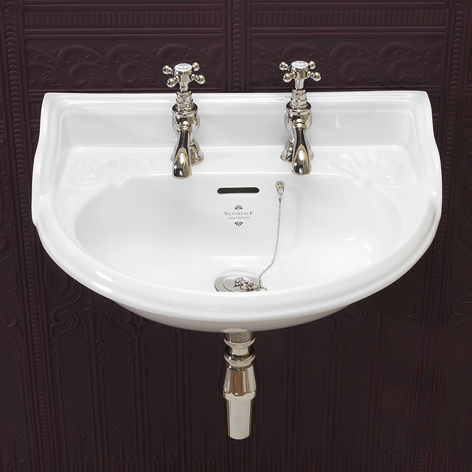 Silverdale Victorian Wall Mounted Cloakroom Basin (530mm Wide - 2 Tap Hole) Large Image
