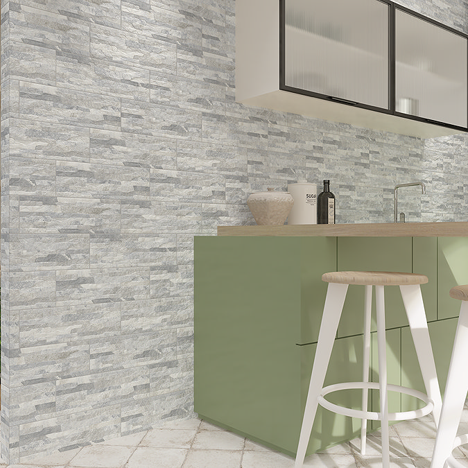 Silvetta Grey Stone Effect Split Face Tiles - 150 x 450mm