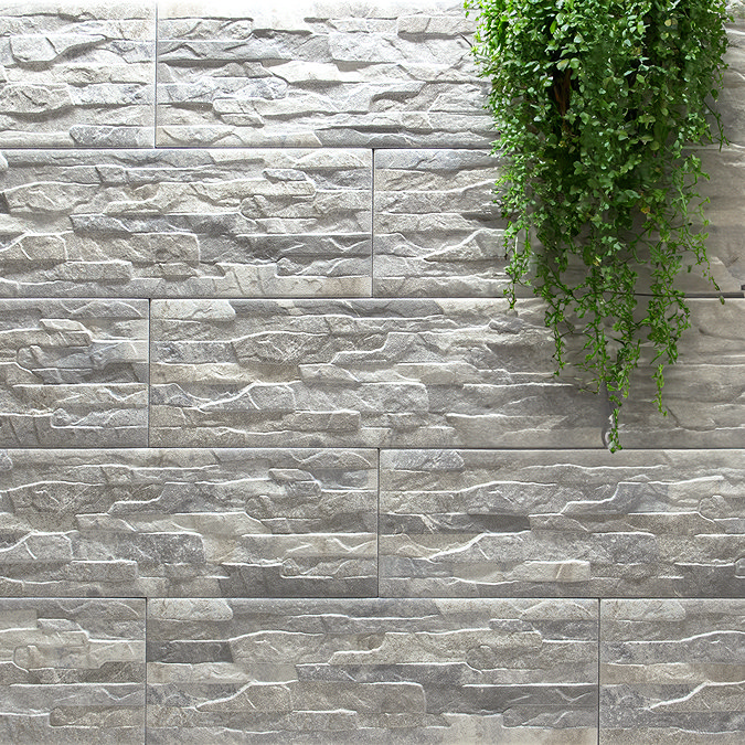 Silvetta Grey Stone Effect Split Face Tiles - 150 x 450mm