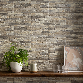Silvetta Grey Stone Effect Split Face Tiles - 150 x 450mm