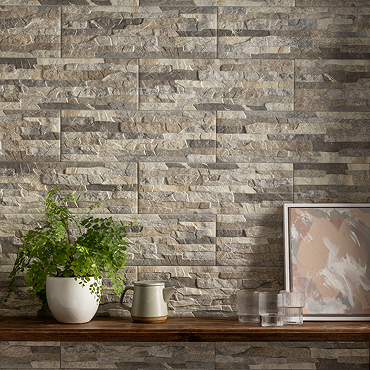 Silvetta Grey Stone Effect Split Face Tiles - 150 x 450mm