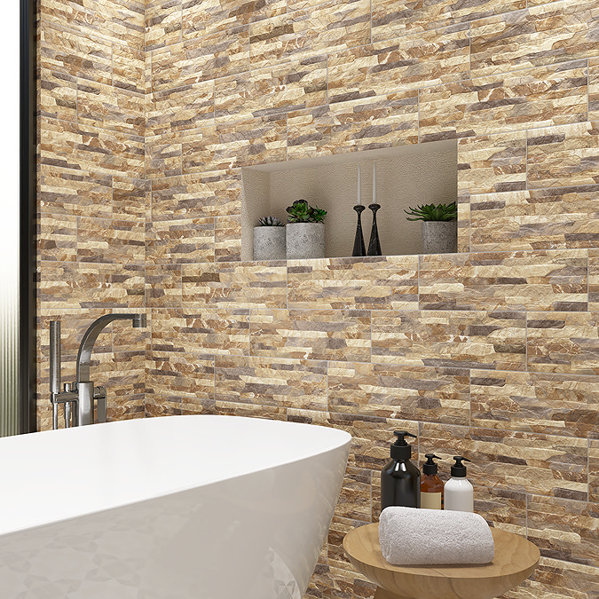 Silvetta Mix Stone Effect Split Face Tiles - 150 x 450mm