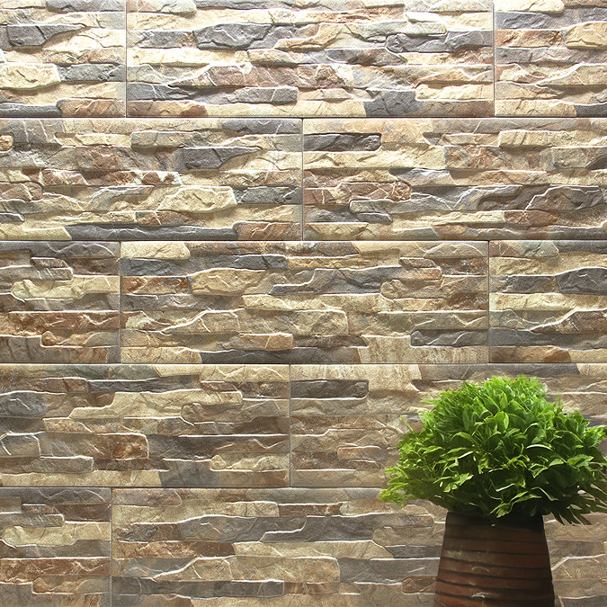 Silvetta Mix Stone Effect Split Face Tiles - 150 x 450mm