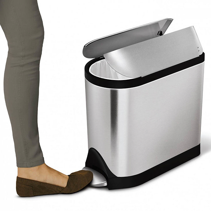 simplehuman 10 Litre Butterfly Pedal Bin - Brushed Steel - CW1899  Standard Large Image