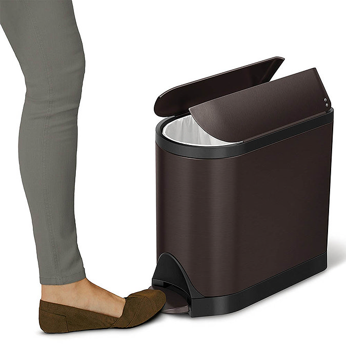 simplehuman 10 Litre Butterfly Pedal Bin - Dark Bronze - CW2043  Standard Large Image