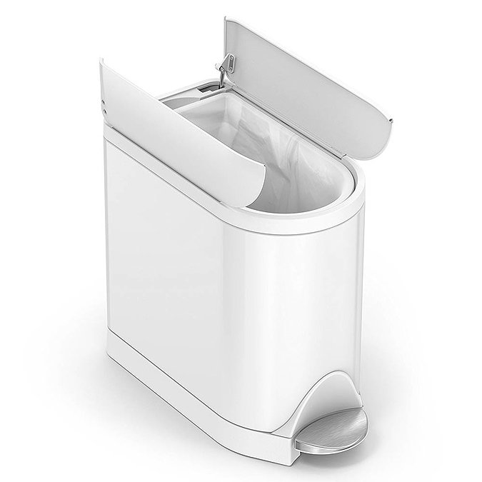 simplehuman 10 Litre Butterfly Pedal Bin - White Steel - CW2042  Feature Large Image