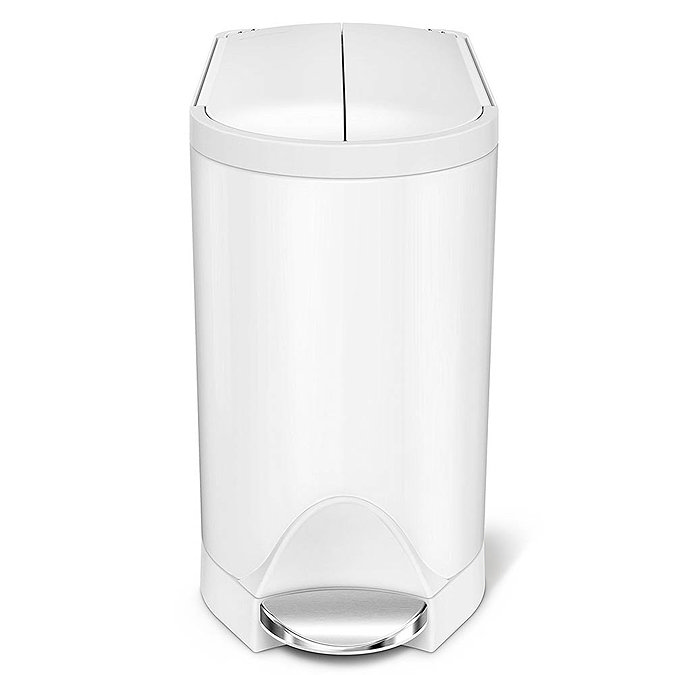 simplehuman 10 Litre Butterfly Pedal Bin - White Steel - CW2042 Large Image