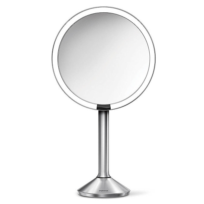 simplehuman Rechargeable Freestanding 20cm Cosmetic Sensor Mirror Pro - Brushed Steel - ST3007  Feat