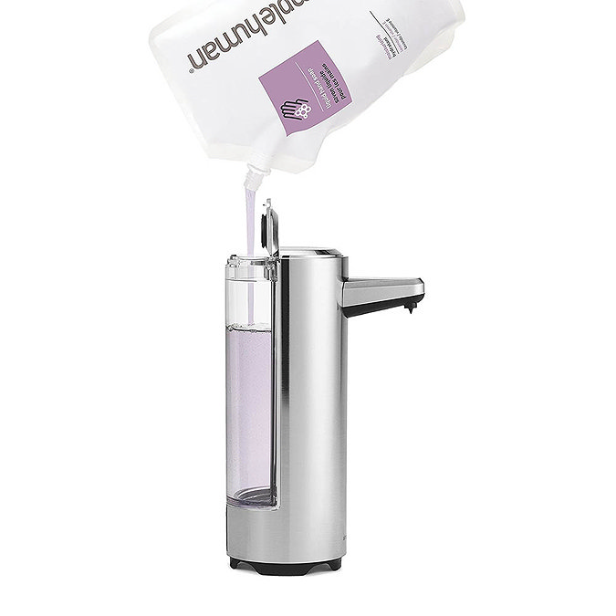 simplehuman Rechargeable Liquid Sensor Pump Soap Dispenser - Brushed Nickel - ST1034  In Bathroom La