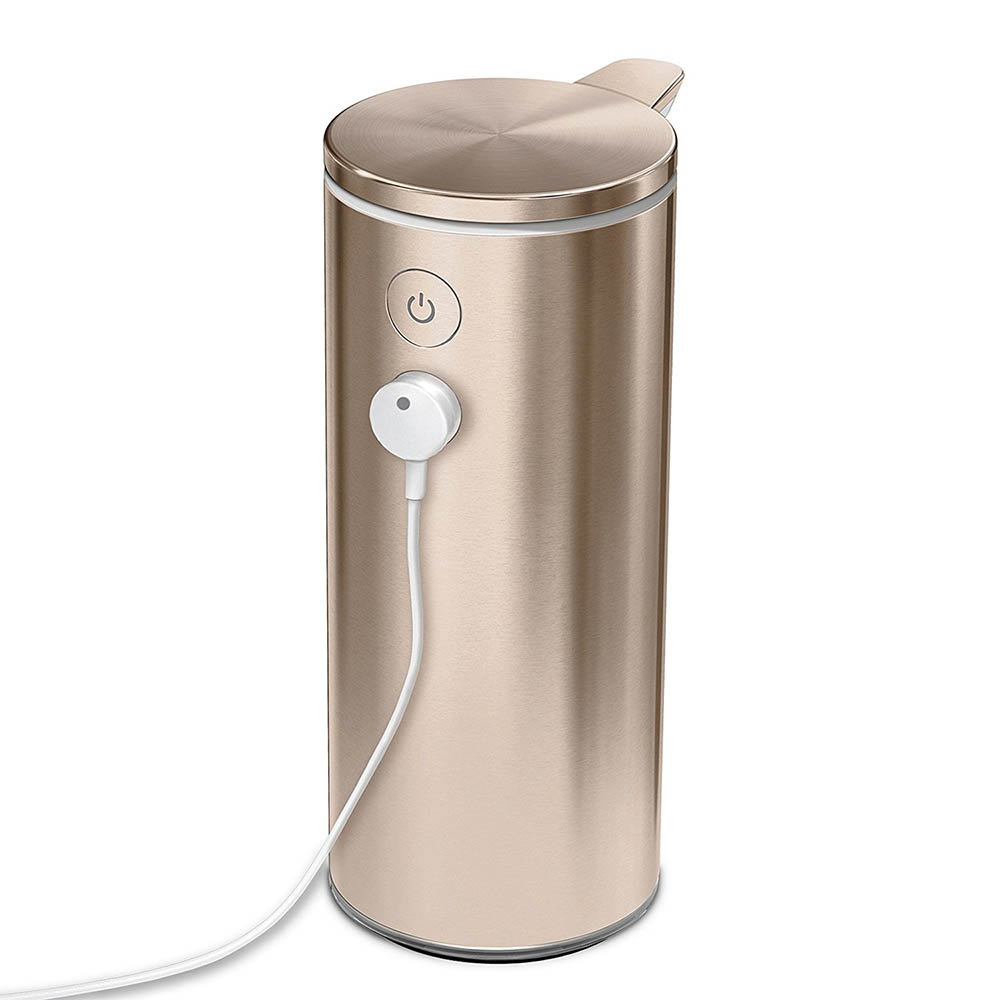 simplehuman Rechargeable Liquid Sensor Pump Soap Dispenser - Rose Gold Steel - ST1046  Feature Large