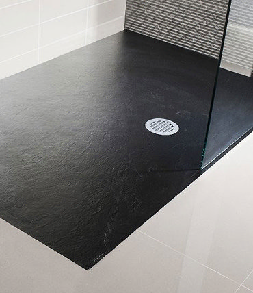 Simpsons - Black Textured Slate Effect Shower Tray with Waste - 5 Size options Profile Large Image