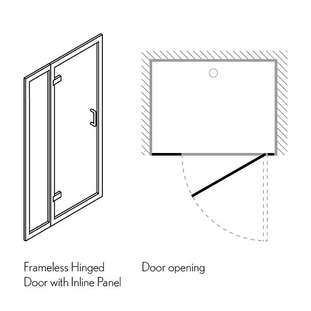 Simpsons - Classic Hinged Shower Door with Inline Panel - 3 Size ...