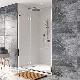 Crosswater - Design Hinged Shower Door with Inline Panel - Various Size Options Large Image