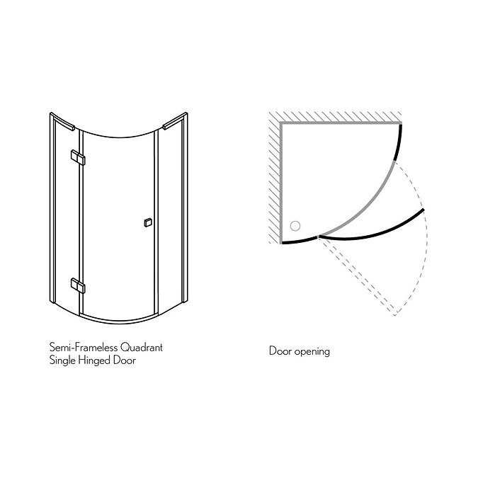 Simpsons - Design Quadrant Single Hinged Door Shower Enclosure - 3 Size Options  Profile Large Image