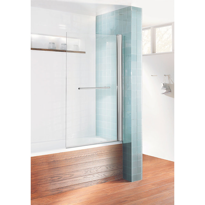 Simpsons - Design Semi-Frameless Single Bath Screen with Towel Rail - 850mm Large Image