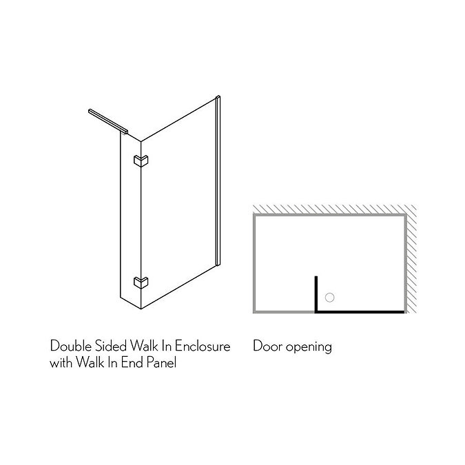 Simpsons Design View Double Sided Walk In Shower Enclosure - 2 Size Options  Standard Large Image