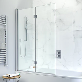 Crosswater Design View Dual Inward Opening Double Bath Screen - 1060mm Large Image