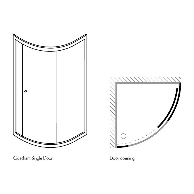 Simpsons - Edge Quadrant Single Door Shower Enclosure - 3 Size Options Standard Large Image