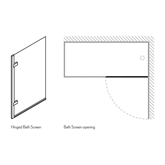 Simpsons Elite Hinged Bath Screen - 900mm Profile Large Image