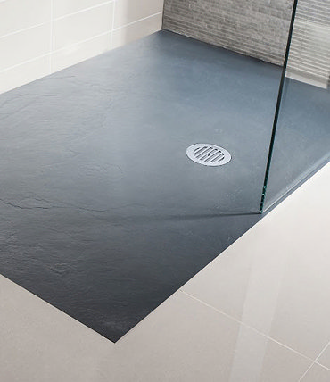 Simpsons - Grey Textured Slate Effect Shower Tray with Waste - 5 Size options Profile Large Image