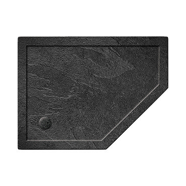 Simpsons Offset Pentangle 35mm Grey Slate Acrylic Shower Tray with Waste - Right Hand - Various Size