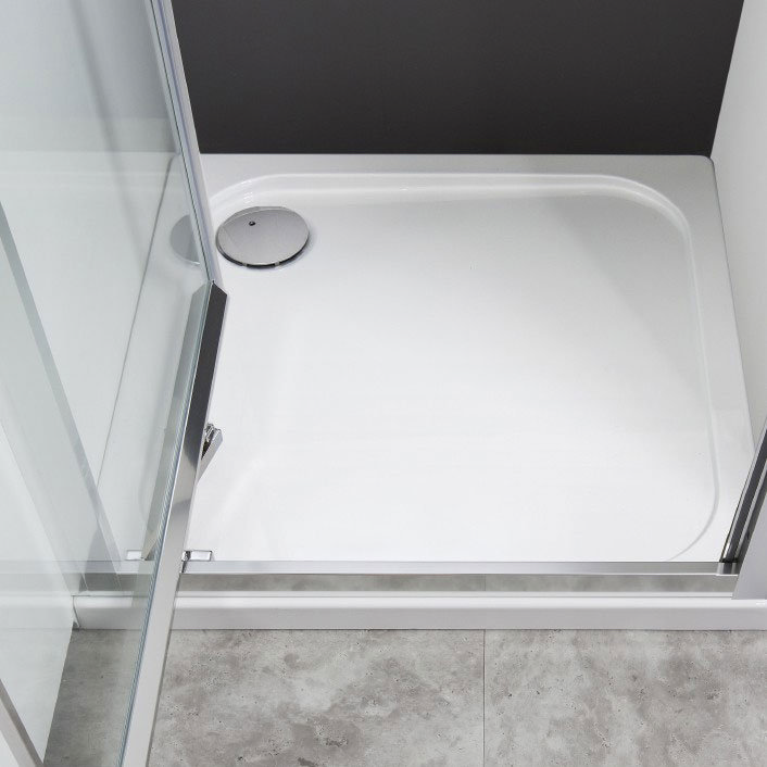 Simpsons Offset Quadrant 45mm Low Level Stone Resin Shower Tray with Waste - Left Hand - Various Siz