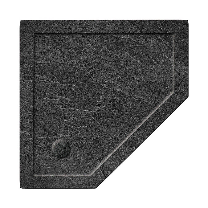Simpsons Pentagon 35mm Grey Slate Acrylic Shower Tray with Waste - Various Size Options Large Image