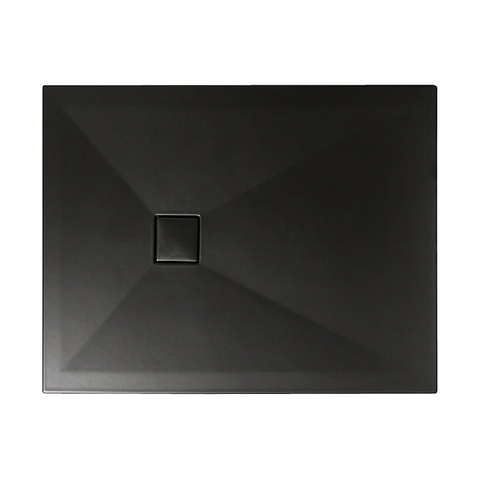 Simpsons - Plus+Ton Rectangular Matt Black Ceramic Shower Tray + Waste - Various Size Options Large