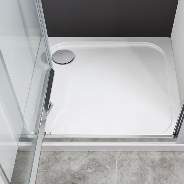 Simpsons Quadrant 45mm Low Level Stone Resin Shower Tray with Waste - Various Size Options Profile L