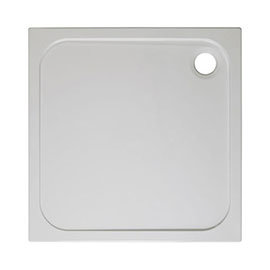 Simpsons Square 45mm Low Level Stone Resin Shower Tray with Waste - Various Size Options Medium Imag