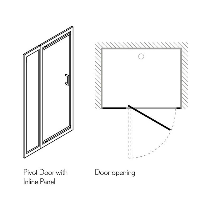 Simpsons - Supreme Pivot Shower Door with Inline Panel - 3 Size Options  Profile Large Image