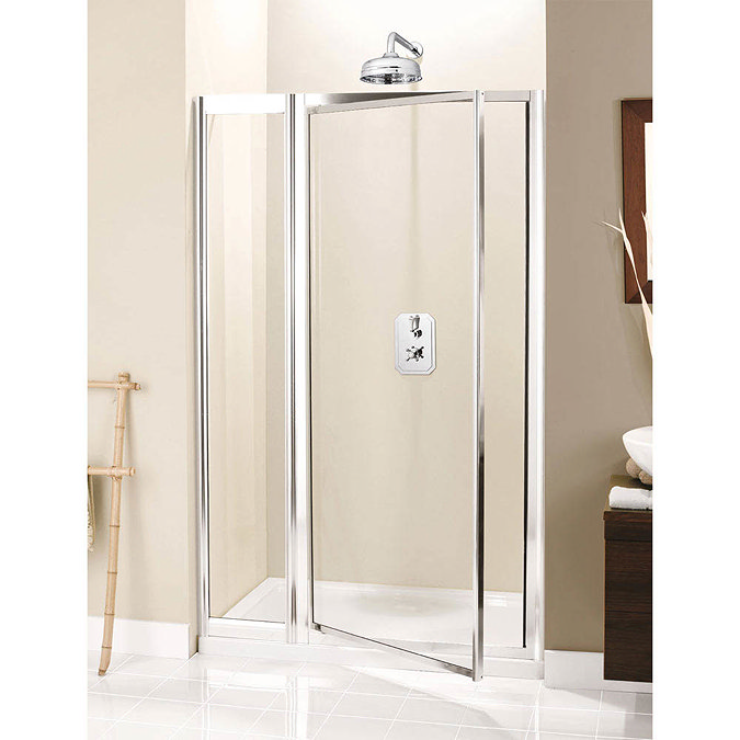 Simpsons - Supreme Pivot Shower Door with Inline Panel - 3 Size Options  Feature Large Image
