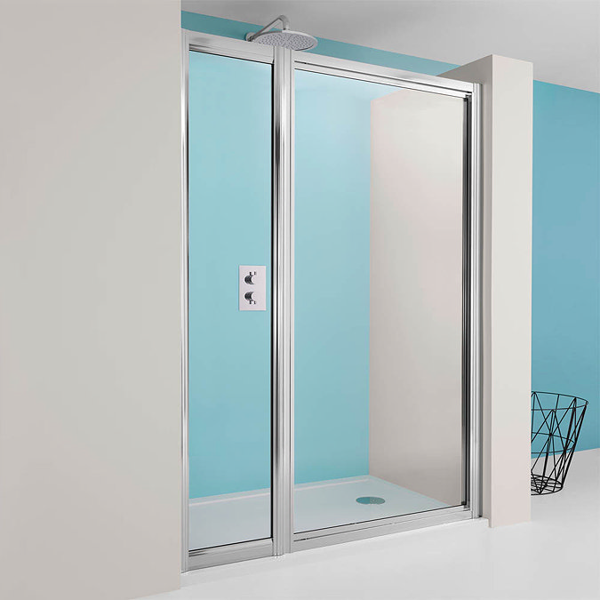 Simpsons - Supreme Pivot Shower Door with Inline Panel - 3 Size Options Large Image