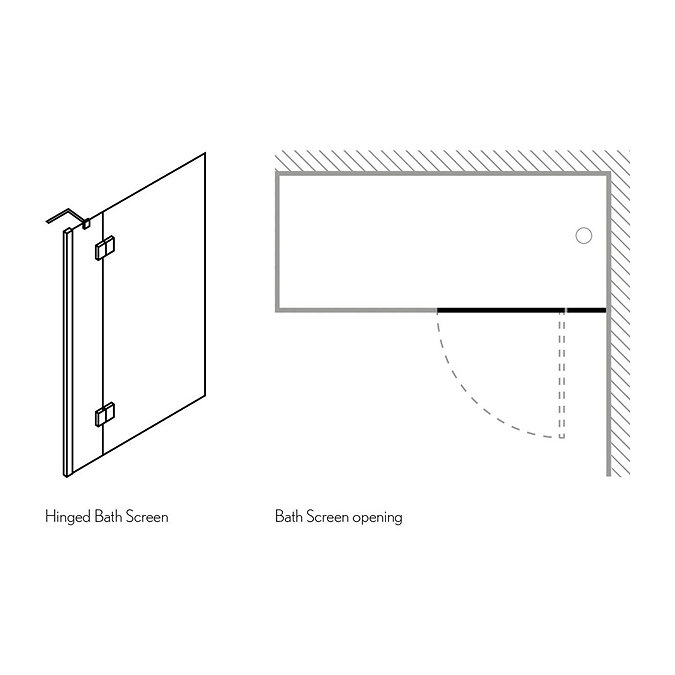 Simpsons Ten Hinged Bath Screen with Fixed Panel - 900mm  Profile Large Image