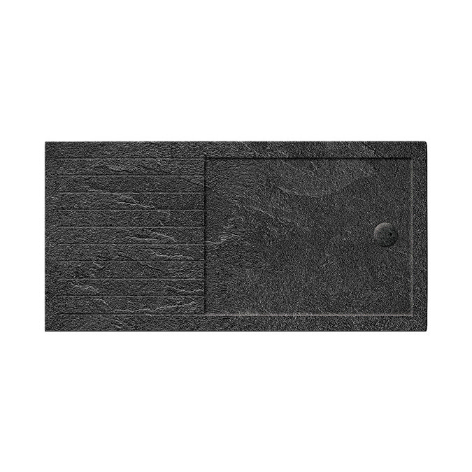 Simpsons Walk In 35mm Grey Slate Acrylic Shower Tray with Drying Area & Waste - Various Size Options