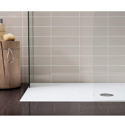 Simpsons White Anti-Slip Textured Slate Effect Shower Tray with Waste - 5 Size options Profile Large