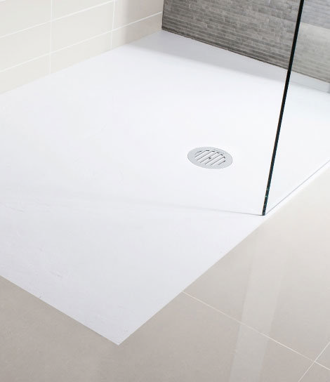 Simpsons White Anti-Slip Textured Slate Effect Shower Tray with Waste - 5 Size options Large Image